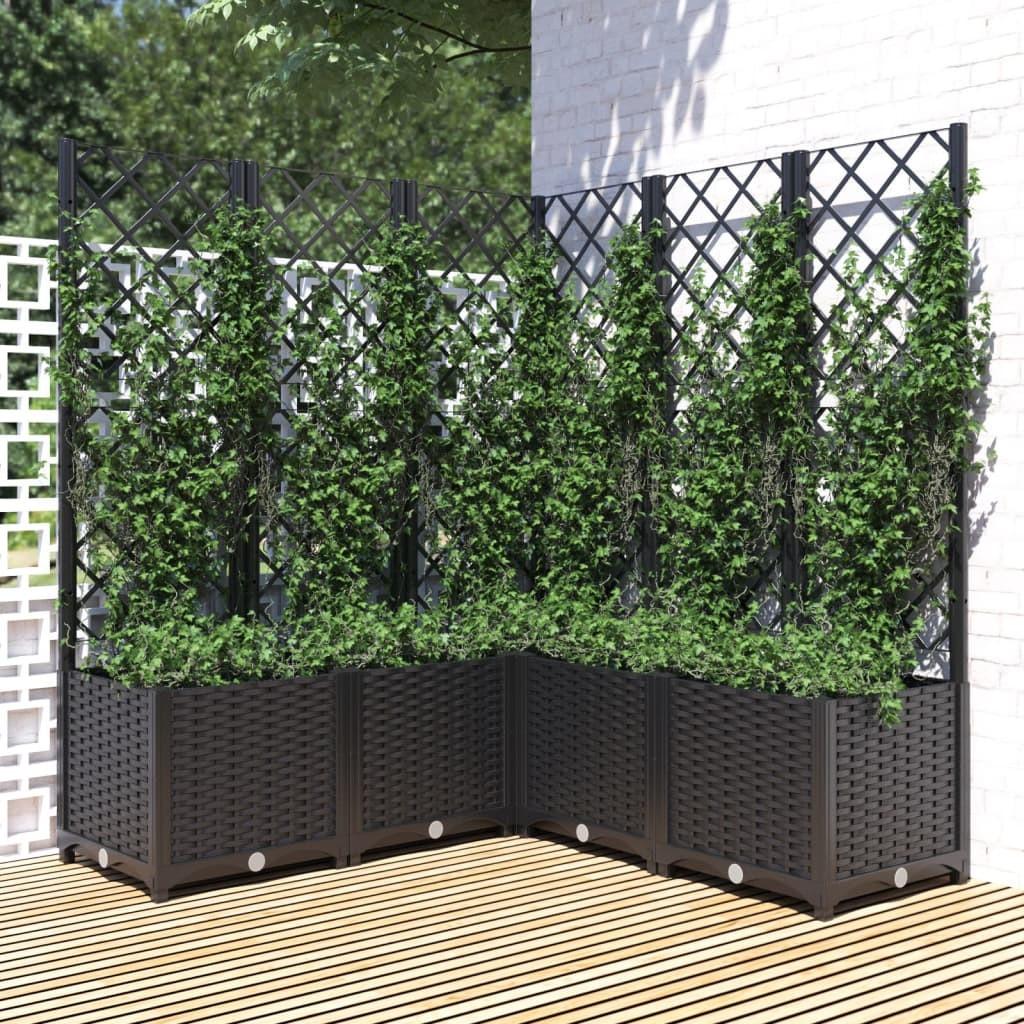 Plantekasse med espalier 120x120x136 cm PP sort