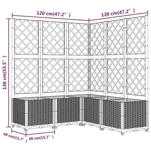 Plantekasse med espalier 120x120x136 cm PP sort