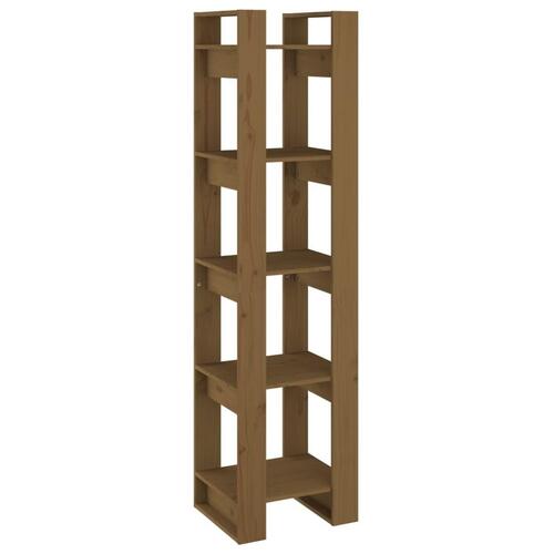 Bogreol/rumdeler 41x35x160 cm massivt fyrretræ gyldenbrun