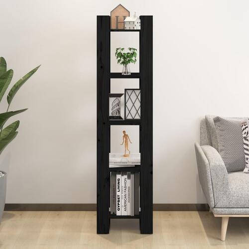 Bogreol/rumdeler 41x35x160 cm massivt fyrretræ sort