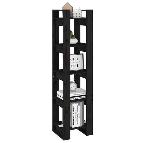 Bogreol/rumdeler 41x35x160 cm massivt fyrretræ sort