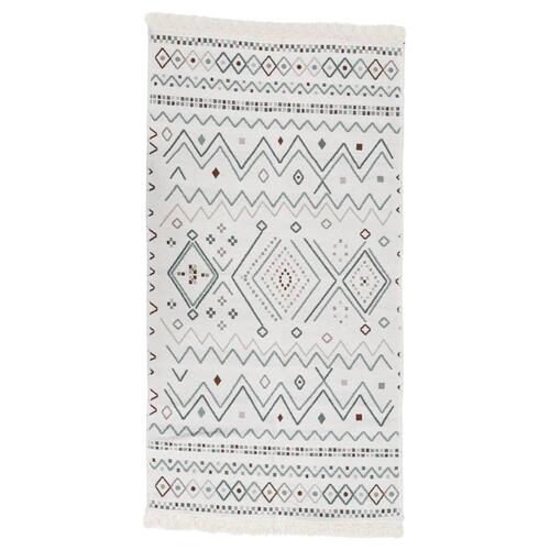 Gulvtæppe 80x150 cm bomuld beige og blå