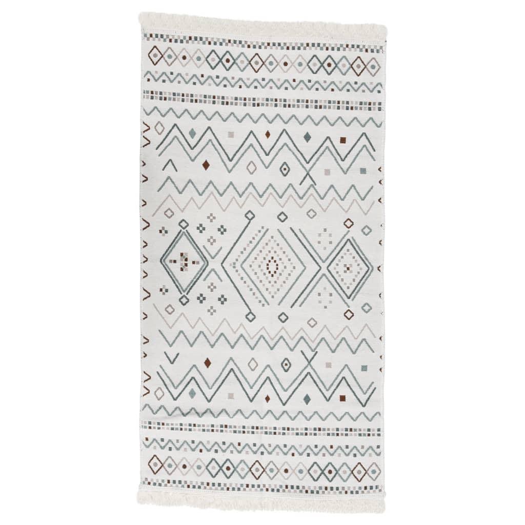 Gulvtæppe 80x150 cm bomuld beige og blå