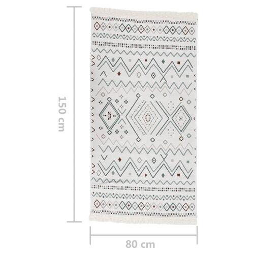 Gulvtæppe 80x150 cm bomuld beige og blå
