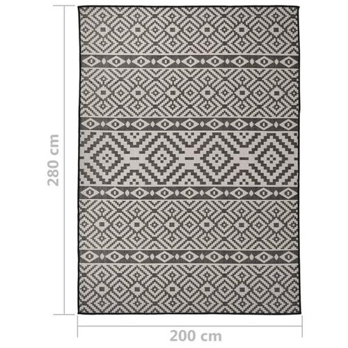 Fladvævet udendørstæppe 200x280 cm stribet sort