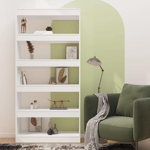 Bogreol/rumdeler 80x30x166 cm konstrueret træ hvid