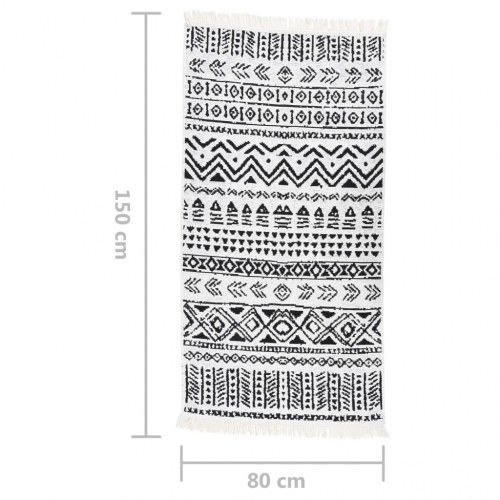Gulvtæppe 80x150 cm bomuld sort og hvid