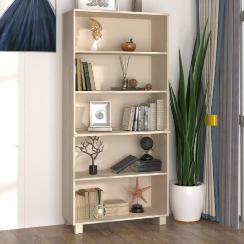 Højskab HAMAR i massivt fyrretræ - gyldenbrun, 85×35×180 cm