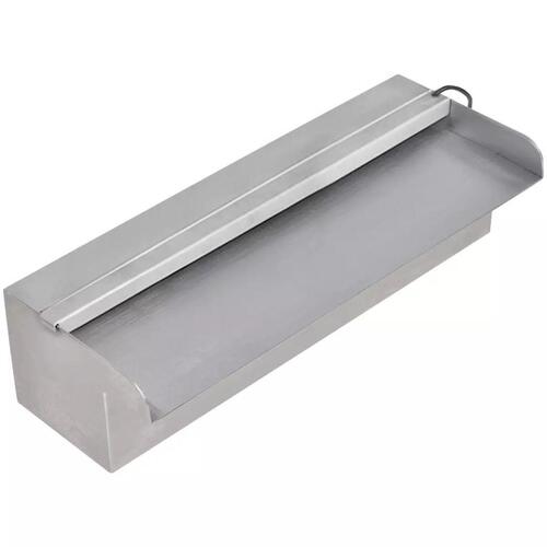 Rektangulær vandfaldsfontæne med LED-lys rustfrit stål 30 cm