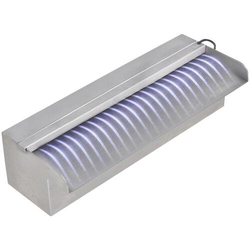 Rektangulær vandfaldsfontæne med LED-lys rustfrit stål 30 cm