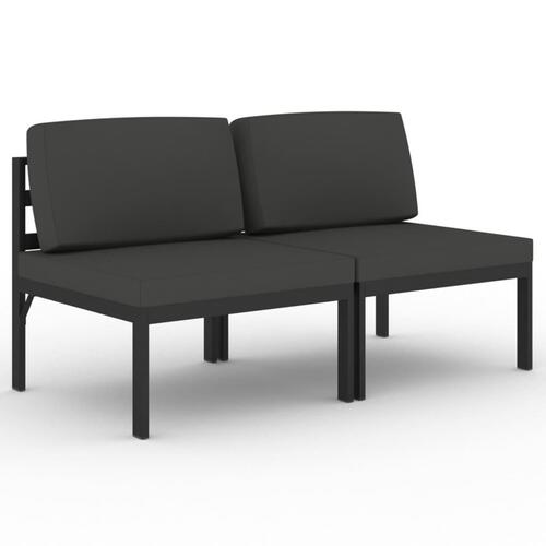 2-personers havesofa med hynder aluminium antracitgrå