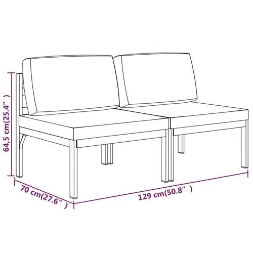 2-personers havesofa med hynder aluminium antracitgrå