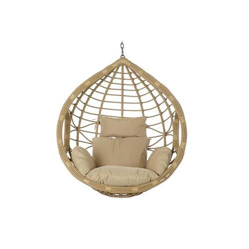 Hængende havestol 90 x 70 x 110 cm 105 x 75 x 226 cm Beige Metal Brun syntetisk Rattan