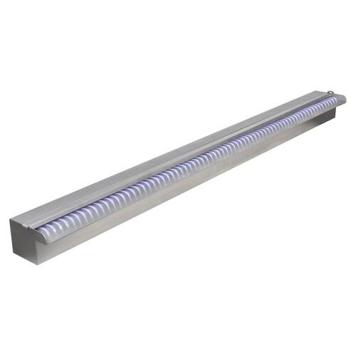 Rektangulær vandfaldsfontæne med LED-lys rustfrit stål 120 cm