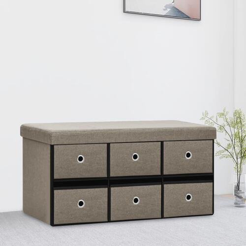 Foldbar opbevaringsbænk 76x38x38 cm kunstlærred gråbrun