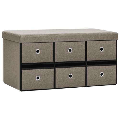 Foldbar opbevaringsbænk 76x38x38 cm kunstlærred gråbrun