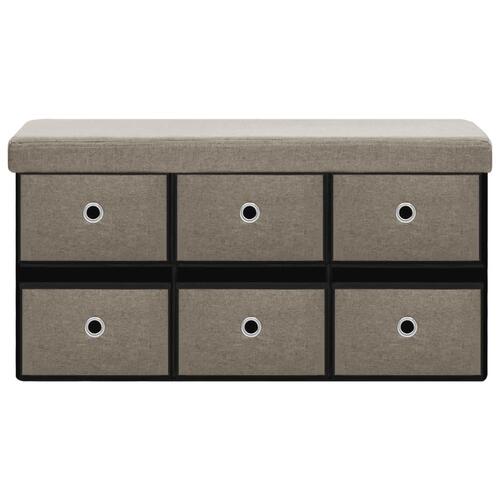 Foldbar opbevaringsbænk 76x38x38 cm kunstlærred gråbrun