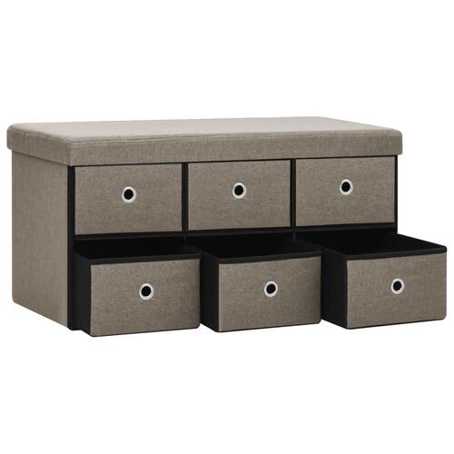 Foldbar opbevaringsbænk 76x38x38 cm kunstlærred gråbrun