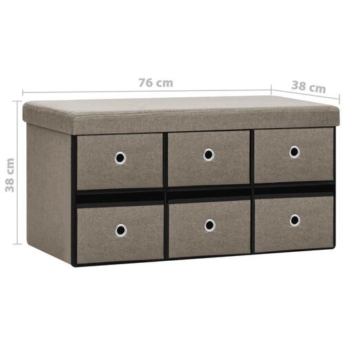 Foldbar opbevaringsbænk 76x38x38 cm kunstlærred gråbrun