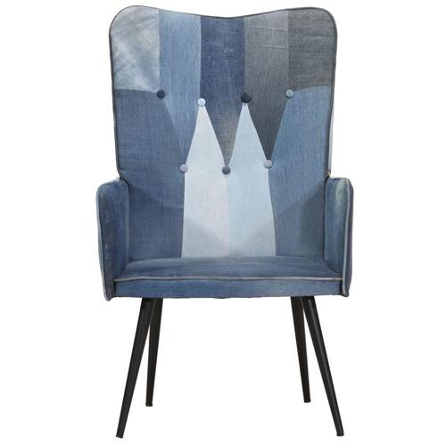 Lænestol med vingeryglæn kanvas patchwork denim