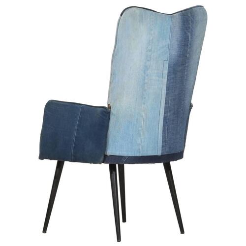 Lænestol med vingeryglæn kanvas patchwork denim