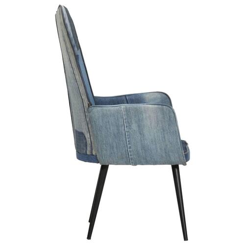 Lænestol med vingeryglæn kanvas patchwork denim
