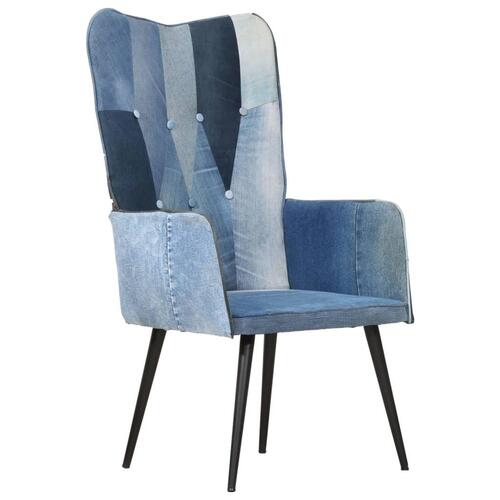 Lænestol med vingeryglæn kanvas patchwork denim