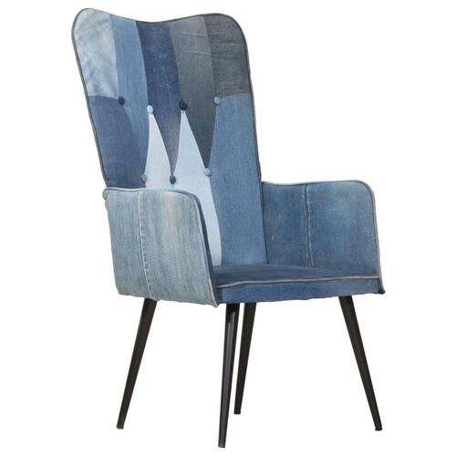 Lænestol med vingeryglæn kanvas patchwork denim