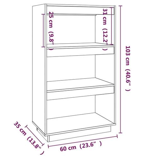 Bogreol/rumdeler 60x35x103 cm massivt fyrretræ gyldenbrun