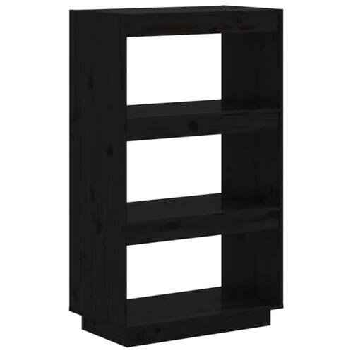Bogreol/rumdeler 60x35x103 cm massivt fyrretræ sort