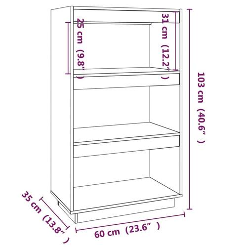 Bogreol/rumdeler 60x35x103 cm massivt fyrretræ sort