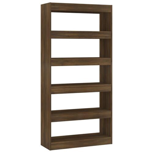Bogreol/rumdeler 80x30x166 cm konstrueret træ brun eg