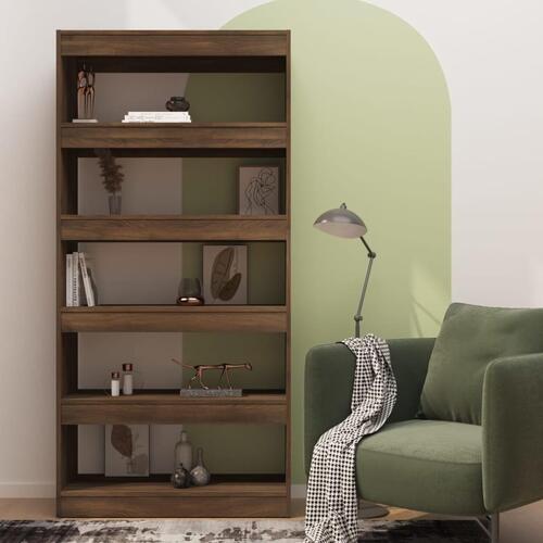 Bogreol/rumdeler 80x30x166 cm konstrueret træ brun eg