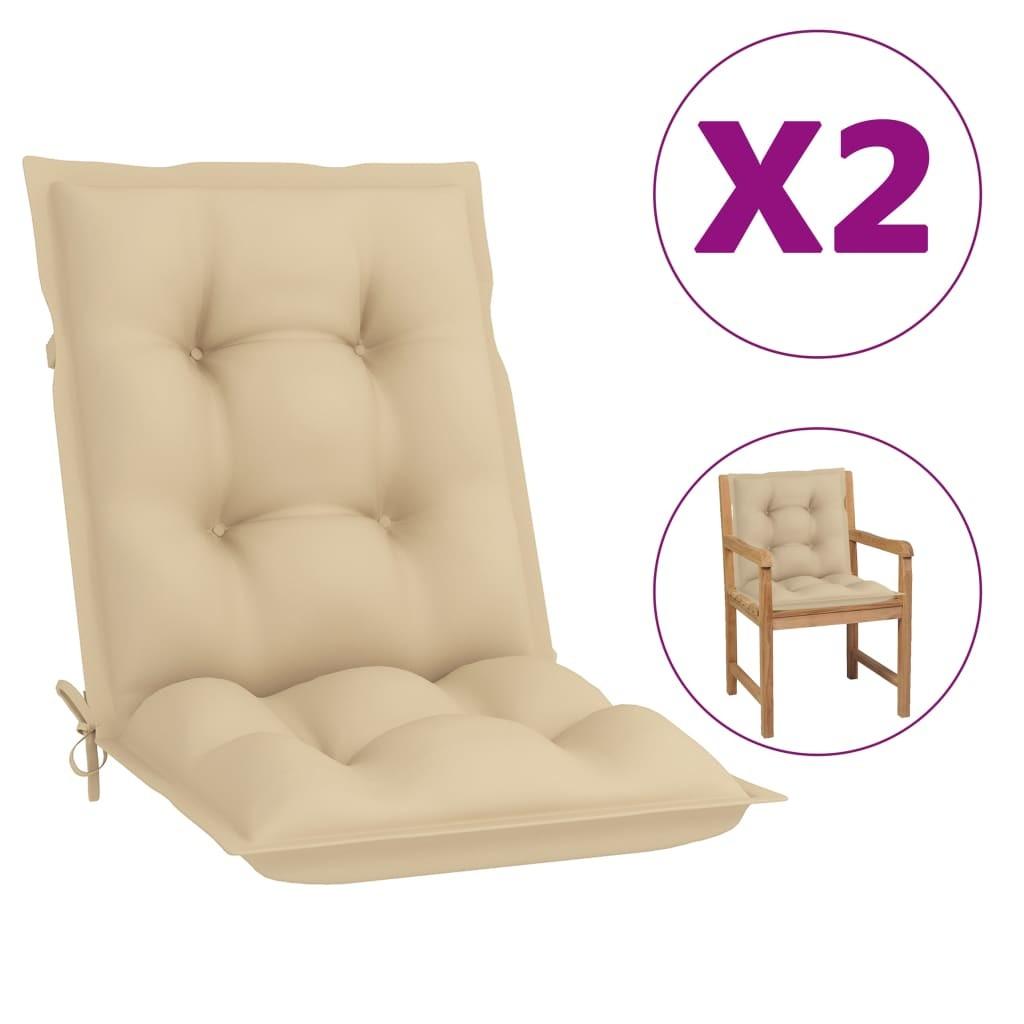 Stolehynder m. lav ryg 2 stk. 100x50x7 cm stof beige