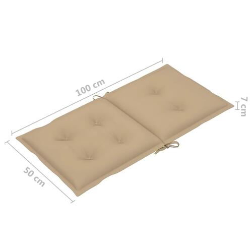 Stolehynder m. lav ryg 2 stk. 100x50x7 cm stof beige