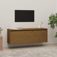 Vægskab 100x30x35 cm massivt fyrretræ gyldenbrun