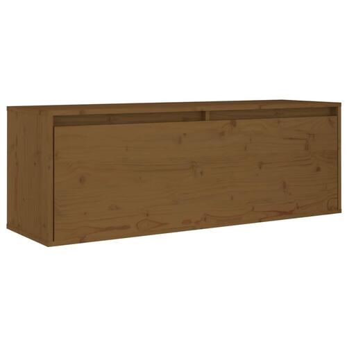 Vægskab 100x30x35 cm massivt fyrretræ gyldenbrun