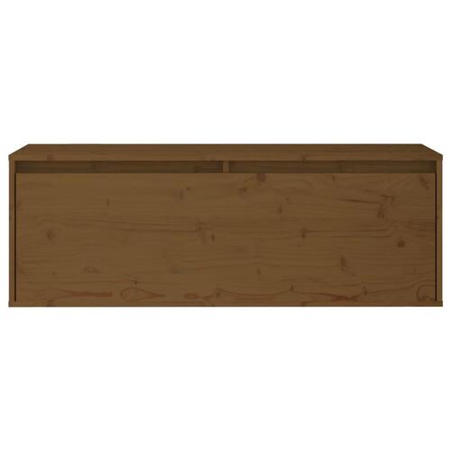 Vægskab 100x30x35 cm massivt fyrretræ gyldenbrun