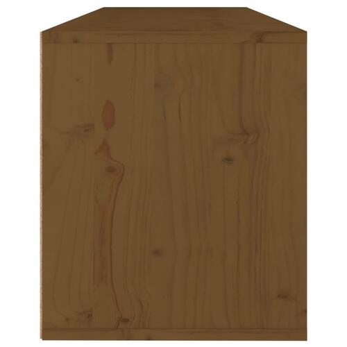 Vægskab 100x30x35 cm massivt fyrretræ gyldenbrun