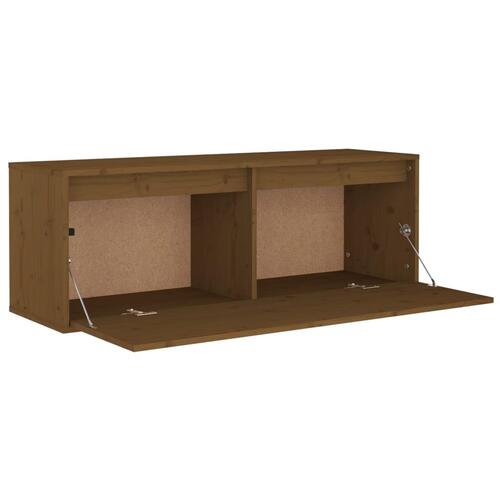 Vægskab 100x30x35 cm massivt fyrretræ gyldenbrun