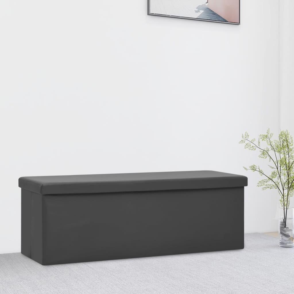 Foldbar opbevaringsbænk PVC grå