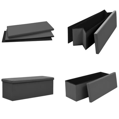 Foldbar opbevaringsbænk PVC grå
