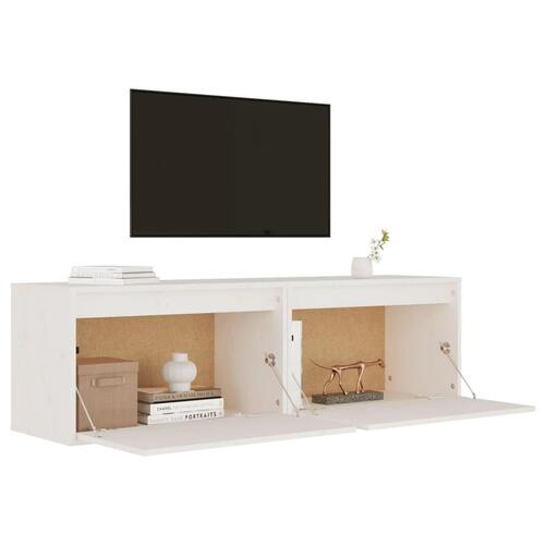 Vægskabe 2 stk. 60x30x35 cm massivt fyrretræ hvid