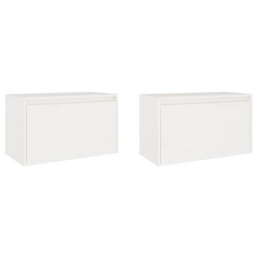 Vægskabe 2 stk. 60x30x35 cm massivt fyrretræ hvid