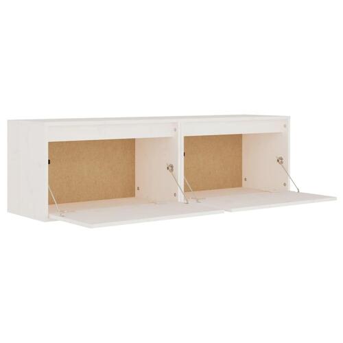 Vægskabe 2 stk. 60x30x35 cm massivt fyrretræ hvid
