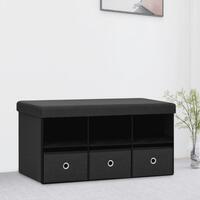 Foldbar opbevaringsbænk 76x38x38 cm kunstlærred sort