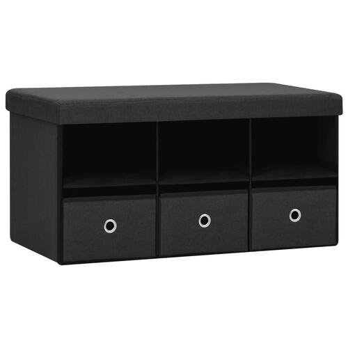 Foldbar opbevaringsbænk 76x38x38 cm kunstlærred sort