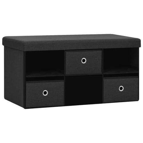Foldbar opbevaringsbænk 76x38x38 cm kunstlærred sort
