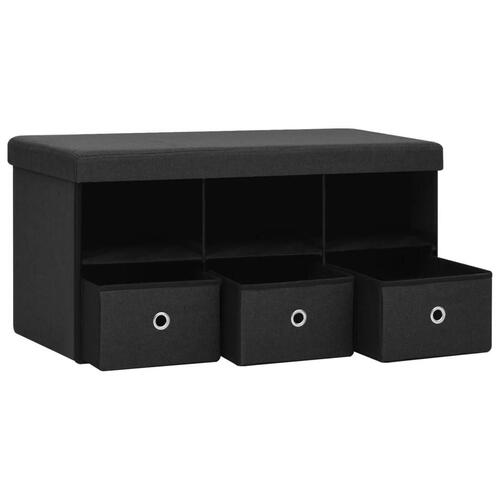 Foldbar opbevaringsbænk 76x38x38 cm kunstlærred sort
