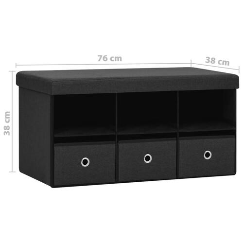 Foldbar opbevaringsbænk 76x38x38 cm kunstlærred sort